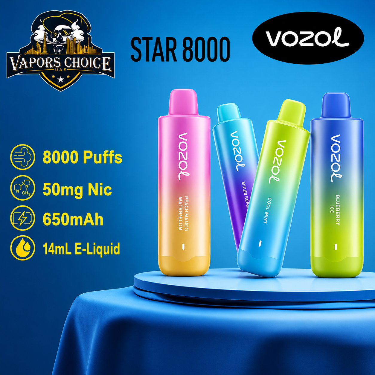 Vozol Star 8000 Puffs Disposable Vape 5% & UAE Abu Dhabi 