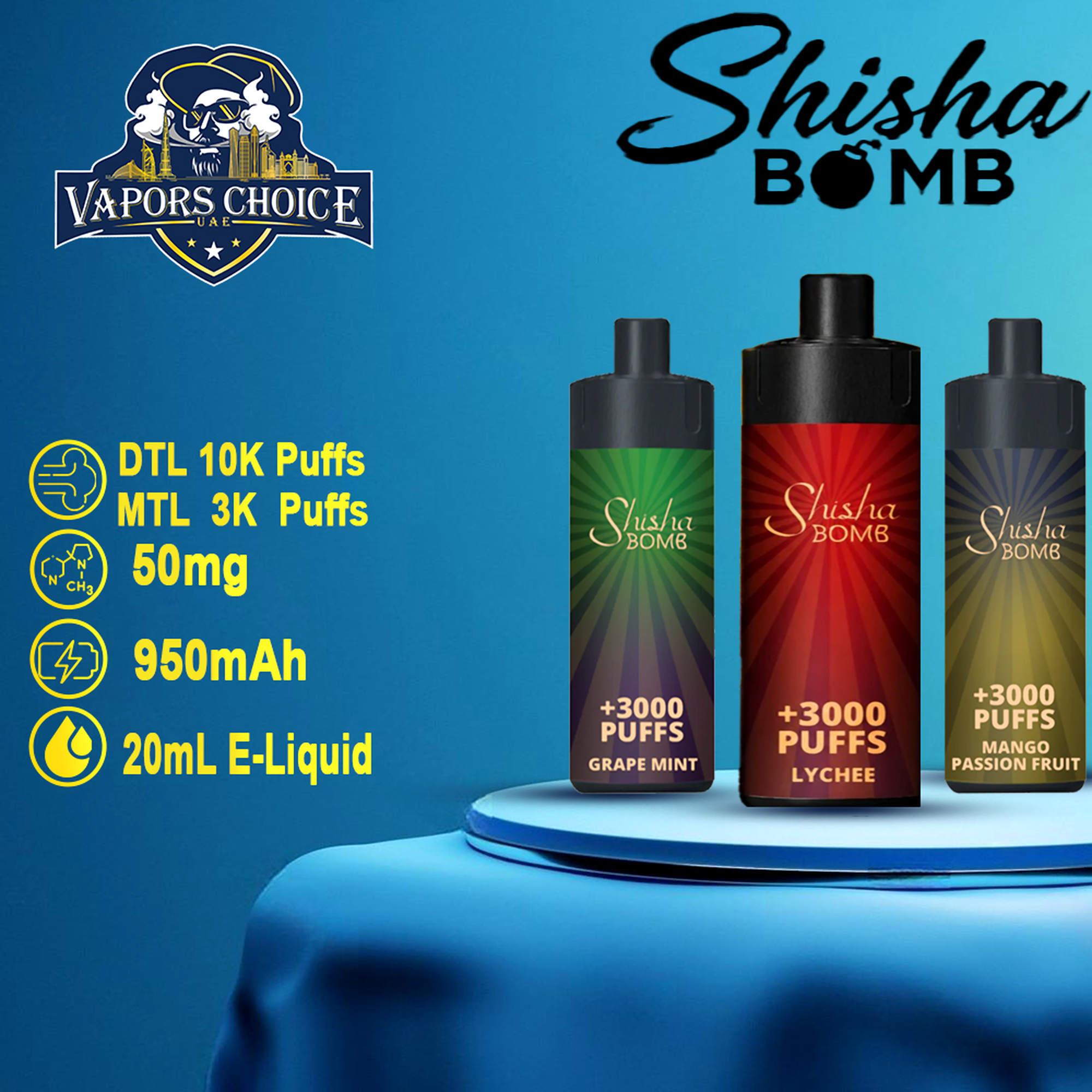 Shisha Bomb Rechargeable Disposables Vape 10K Puffs Shisha Bomb  UAE & Abu Dhabi 
