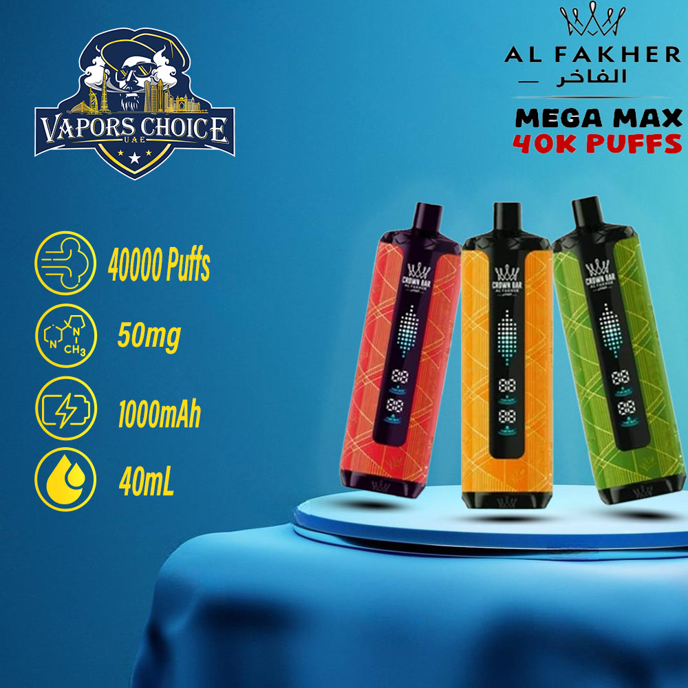 Al Fakher Mega Max 40K – Buy Authentic Crown Bar  in Dubai & UAE & Abu Dhabi 