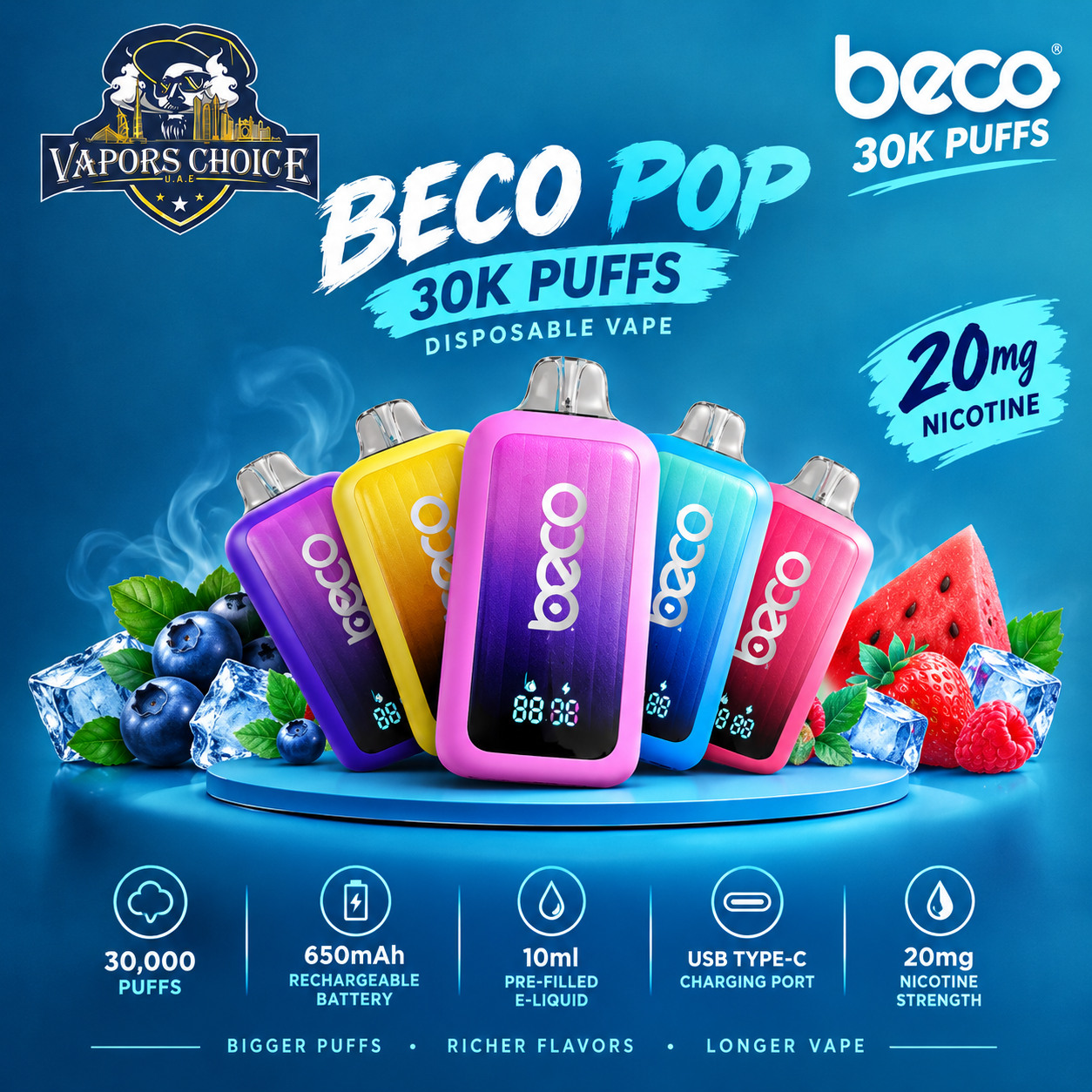 BECO POP 30K PUFFS DISPOSABLE VAPE 20mg & UAE & Abu Dhabi*Fujairah*Ras Al Khaimah*Umm Al Quwain*Ajman*Sharjah*Dubai