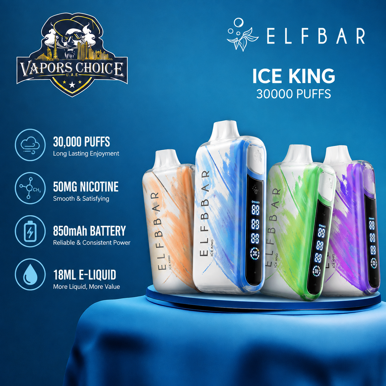 ELF BAR Ice King 30000 PUFFS Disposable Vape & UAE & Abu Dhabi, Fujairah*Ras Al Khaimah *Umm Al Quwain*Ajman*Sharjah*Dubai