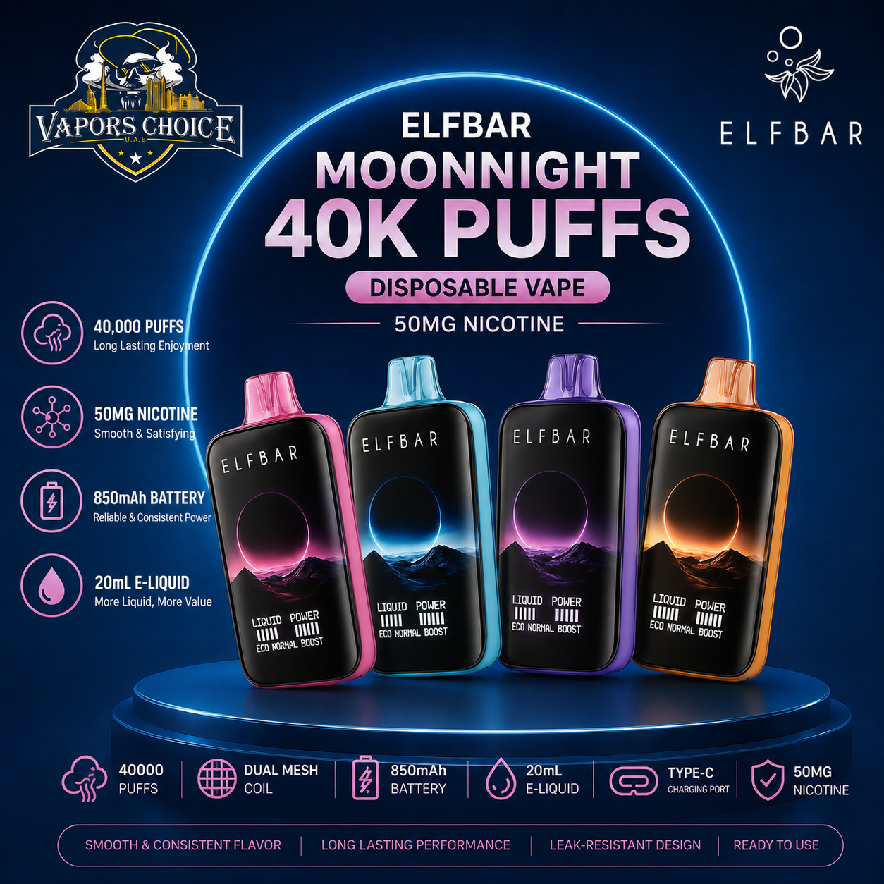 ELF BAR MOONNIGHT 40K PUFFS-DISPOSABLE VAPE & UAE & Abu Dhabi *Ras Al Khaimah* Fujairah* Umm Al Quwain*Ajman* Sharjah*Dubai,