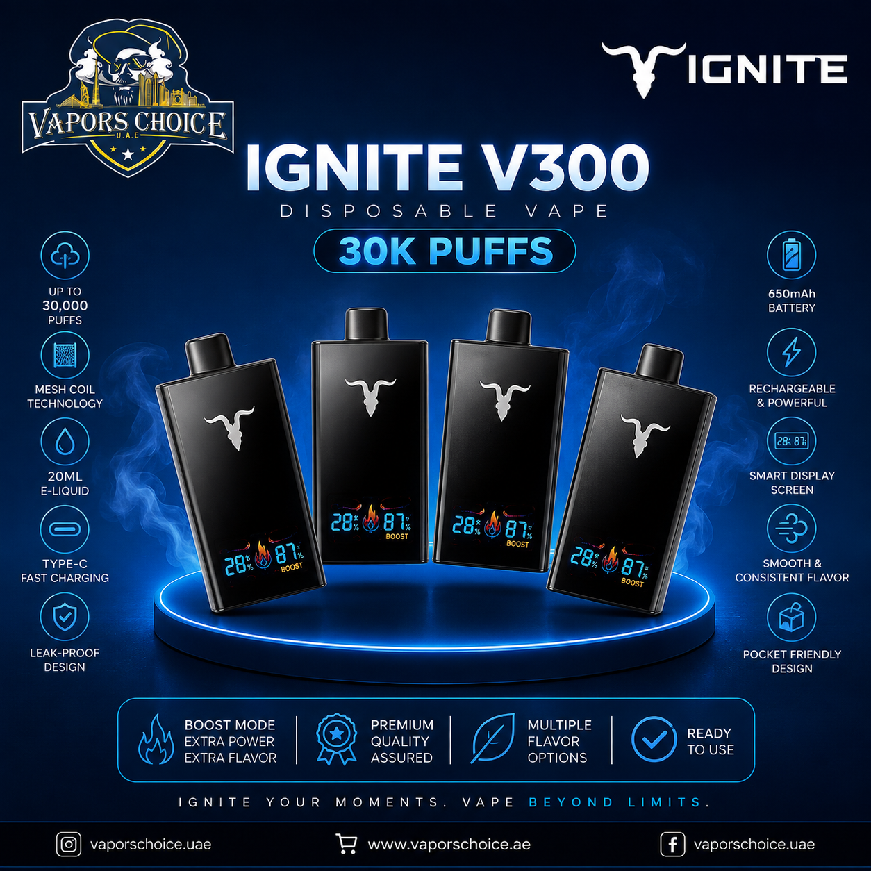 IGNITE -V300- Disposable Vape 30K Puffs & UAE & Abu Dhabi*Fujairah*Ras Al Khaimah *Umm Al Quwain*Ajman *Sharjah *Dubai 