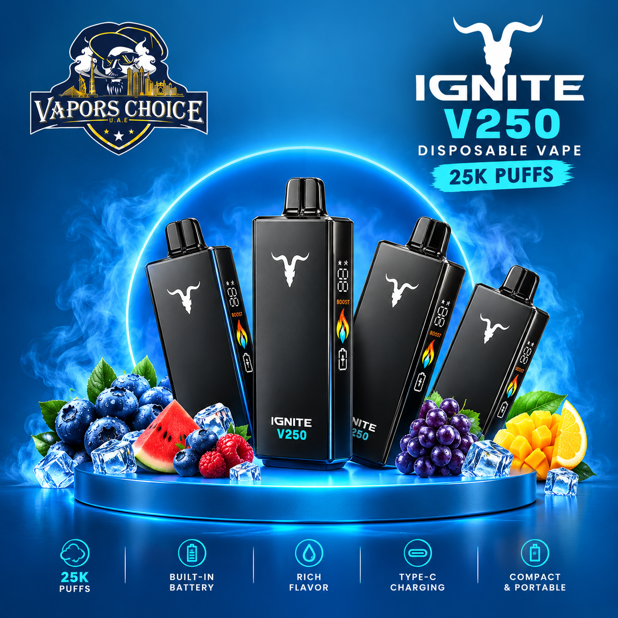 IGNITE V250 25K Puffs Disposable Vape (50mg)  & UAE & Abu Dhabi*Fujairah*Ras Al Khaimah*Umm Al Quwain*Ajman*Sharjah*Dubai