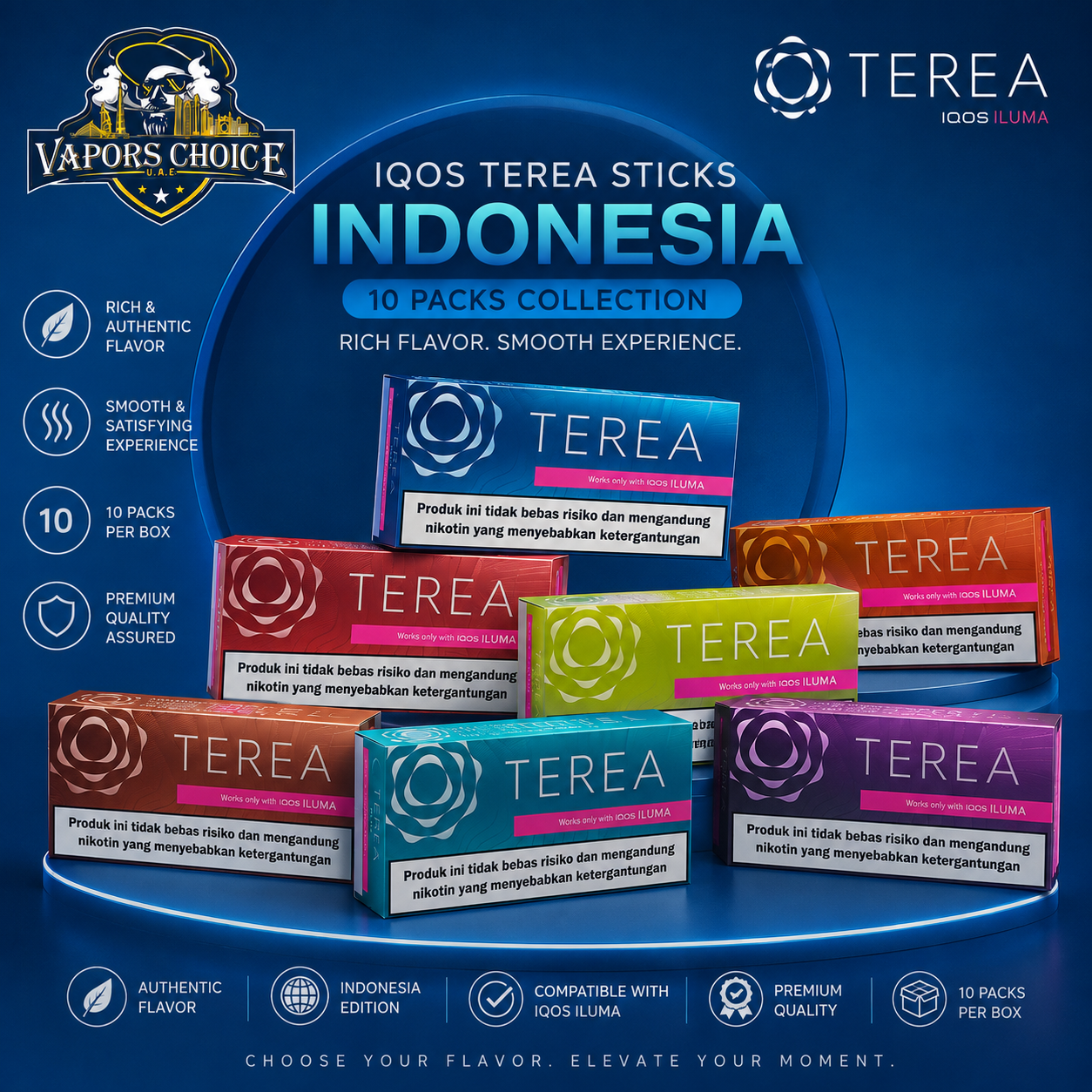 IQOS TEREA Sticks Indonesia (10 packs)  & UAE & Abu Dhabi*Fujairah* Ras Al Khaimah*Umm Al Quwain*Ajman*Sharjah*Dubai, 