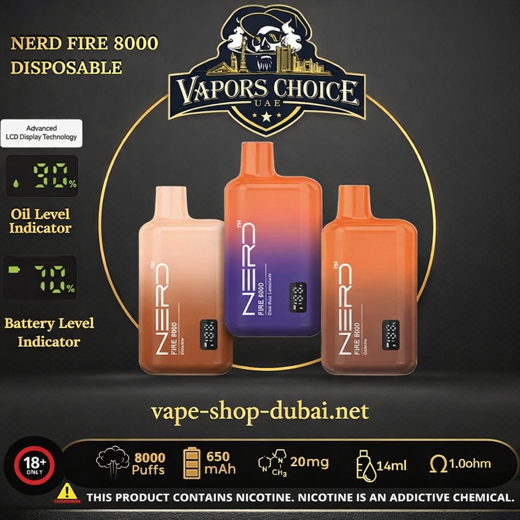 NERD FIRE 8000 PUFFS DISPOSABLE VAPE | Disposable Vape LED Screen | Vape Delivery Same Day in Dubai - Vapors Choice UAE NERD FIRE 8000 PUFFS DISPOSABLE VAPE | Disposable Vape LED Screen | Vape Delivery Same Day in Dubai - Vapors Choice UAE