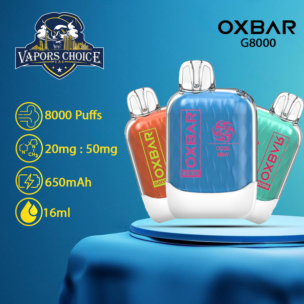OXVA OXBAR G8000 (50mg & 20mg) - 8000 PUFFS DISPOSABLE VAPE UAE Abu Dhabi 