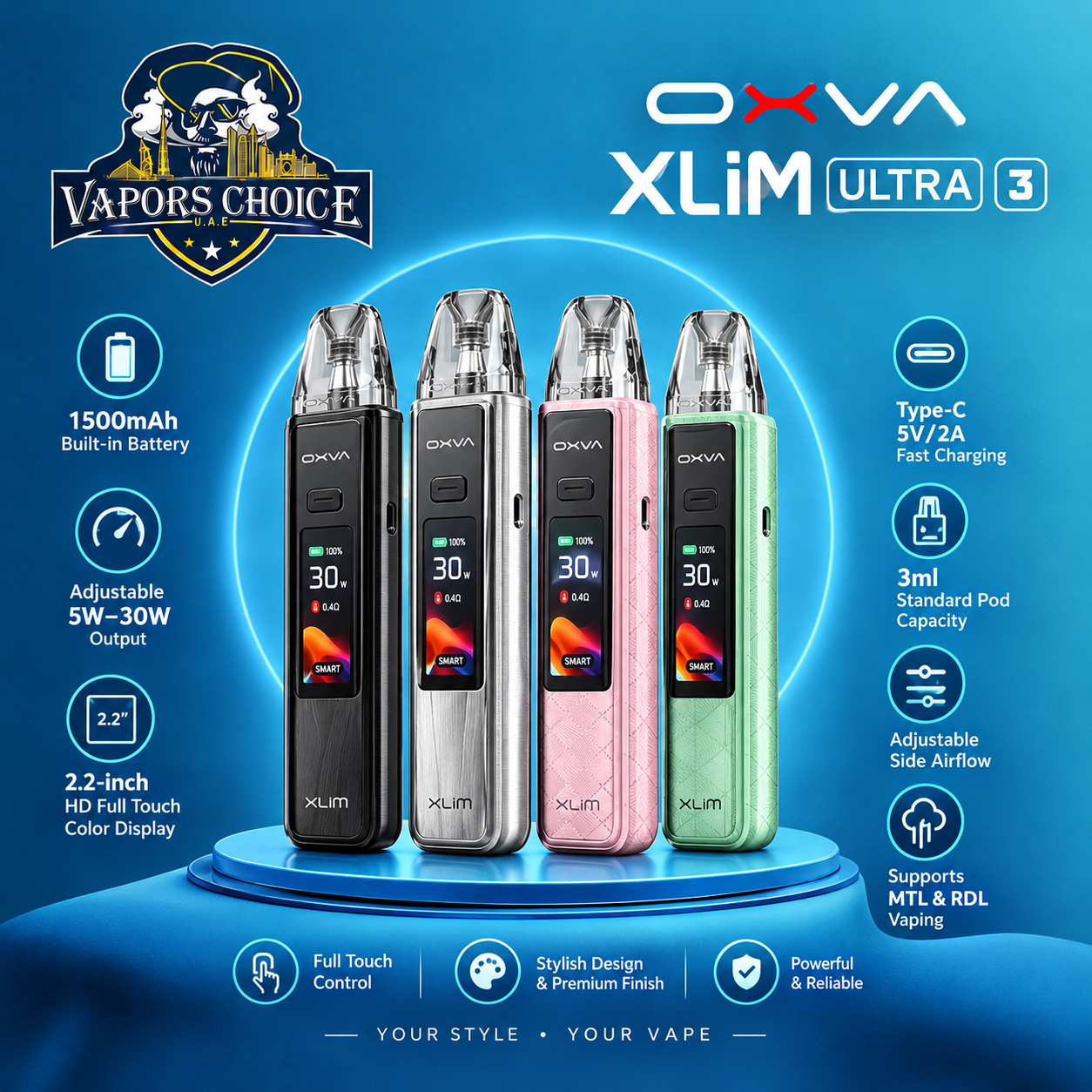 OXVA Xlim 3 Ultra Pod System 1500mAh & UAE & Abu Dhabi*Fujairah*Ras Al Khaimah*Umm Al Quwain*Ajman*Sharjah*Dubai