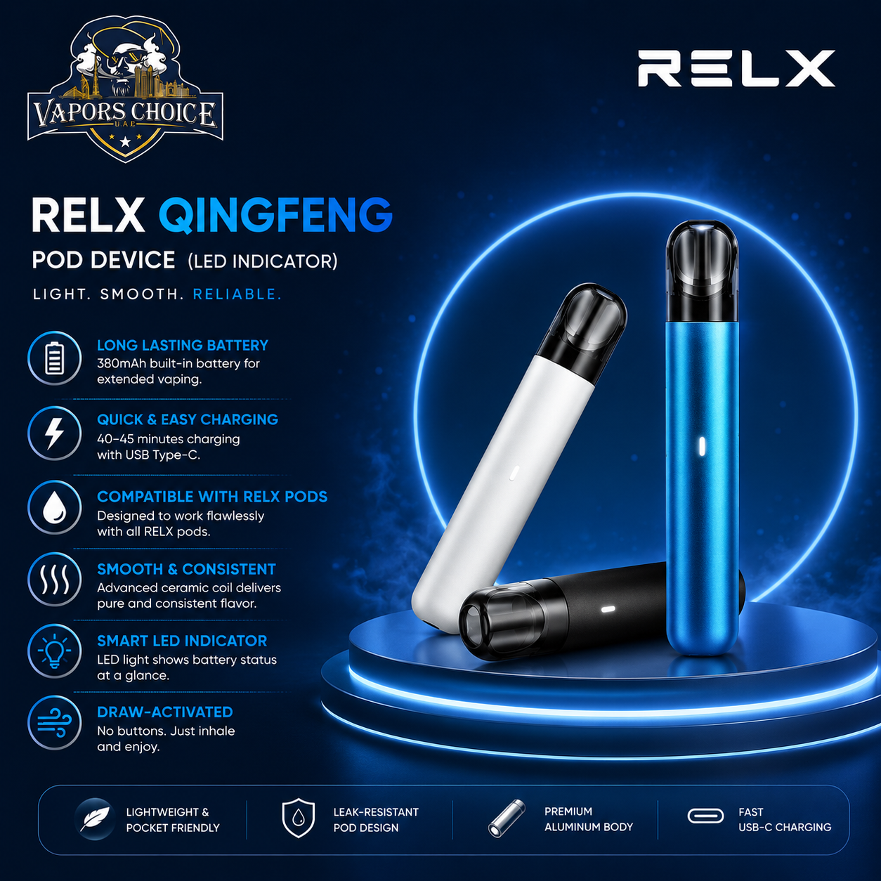 RELX QingFeng Pod System Device fit for RELX Pods & Abu Dhabi &  Dubai & Sharjah
