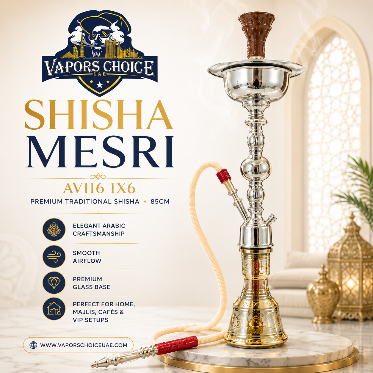 SHISHA MESRI AVANA 116 – Premium Traditional Shisha 85CM & UAE & Abu Dhabi 