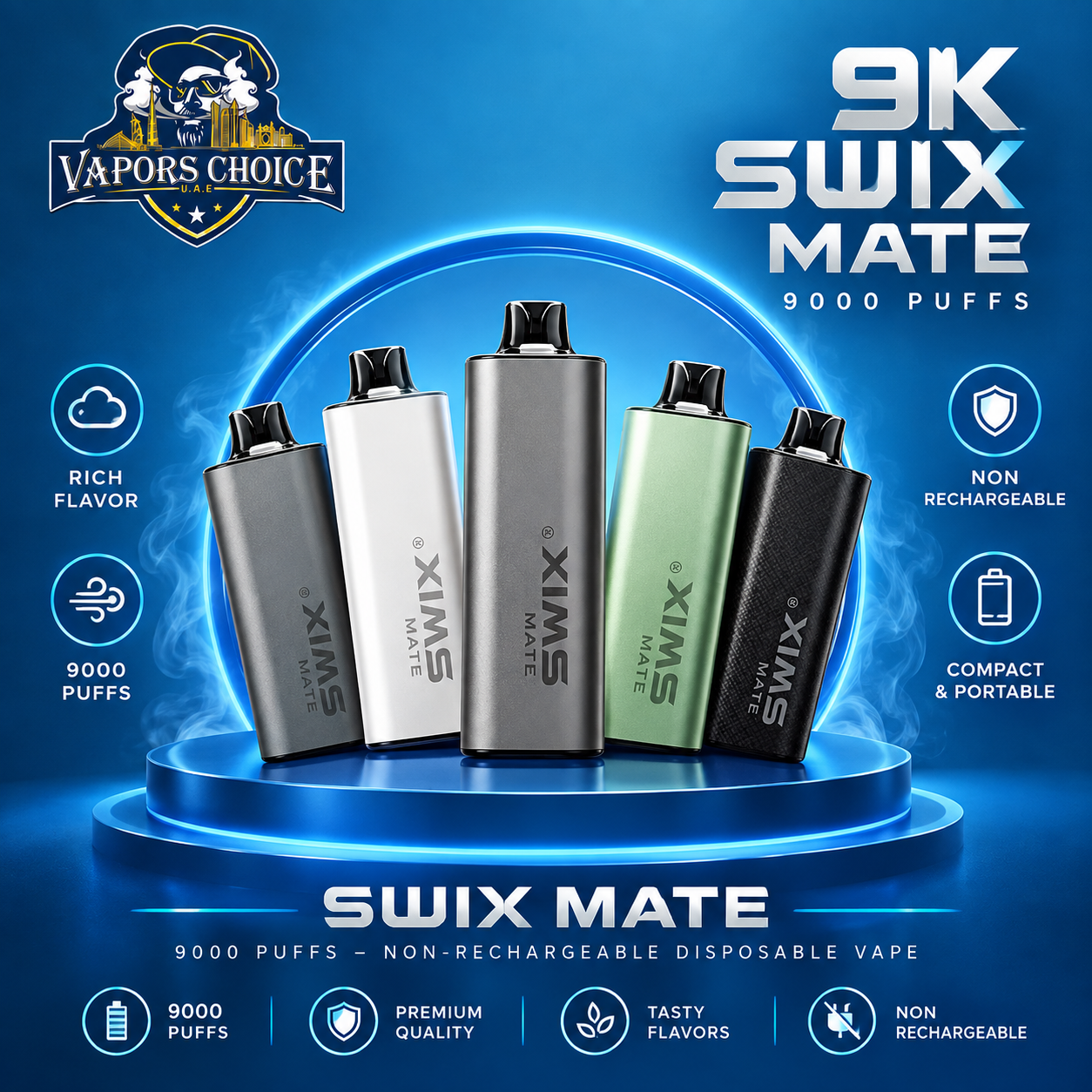 SWIX MATE 9K Puffs – Non-Rechargeable Disposable Vape & UAE & Abu Dhabi*Fujairah*Ras Al Khaimah*Umm Al Quwain*Ajman*Sharjah*Dubai