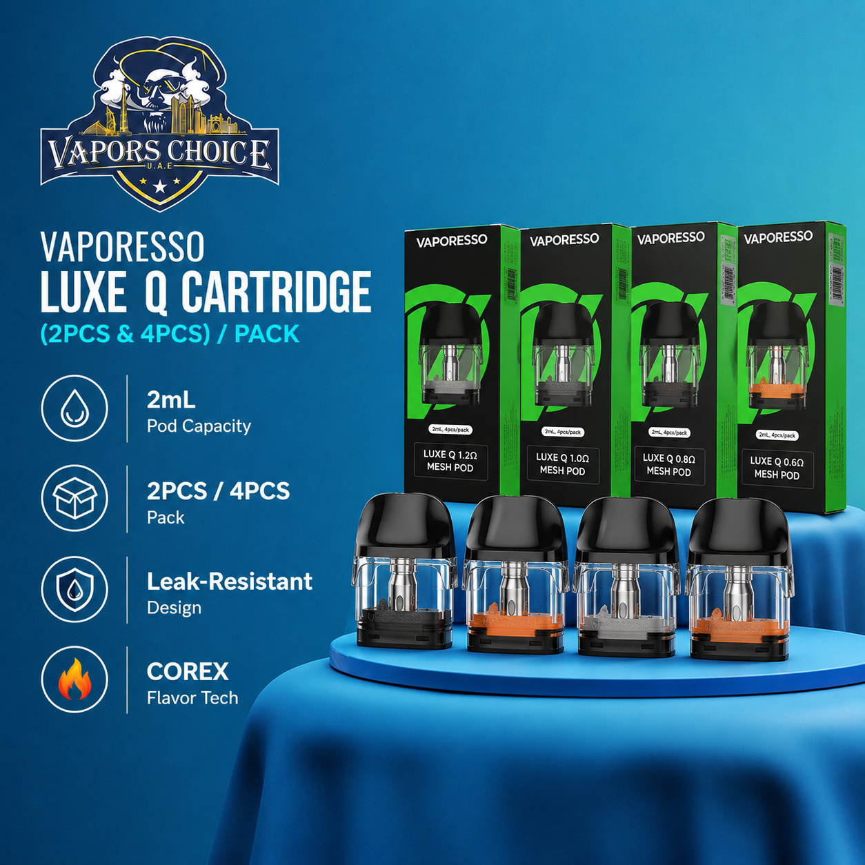 VAPORESSO LUXE Q CARTRIDGE (2PCS & 4PCS)/PACK & UAE & Abu
 Dhabi 