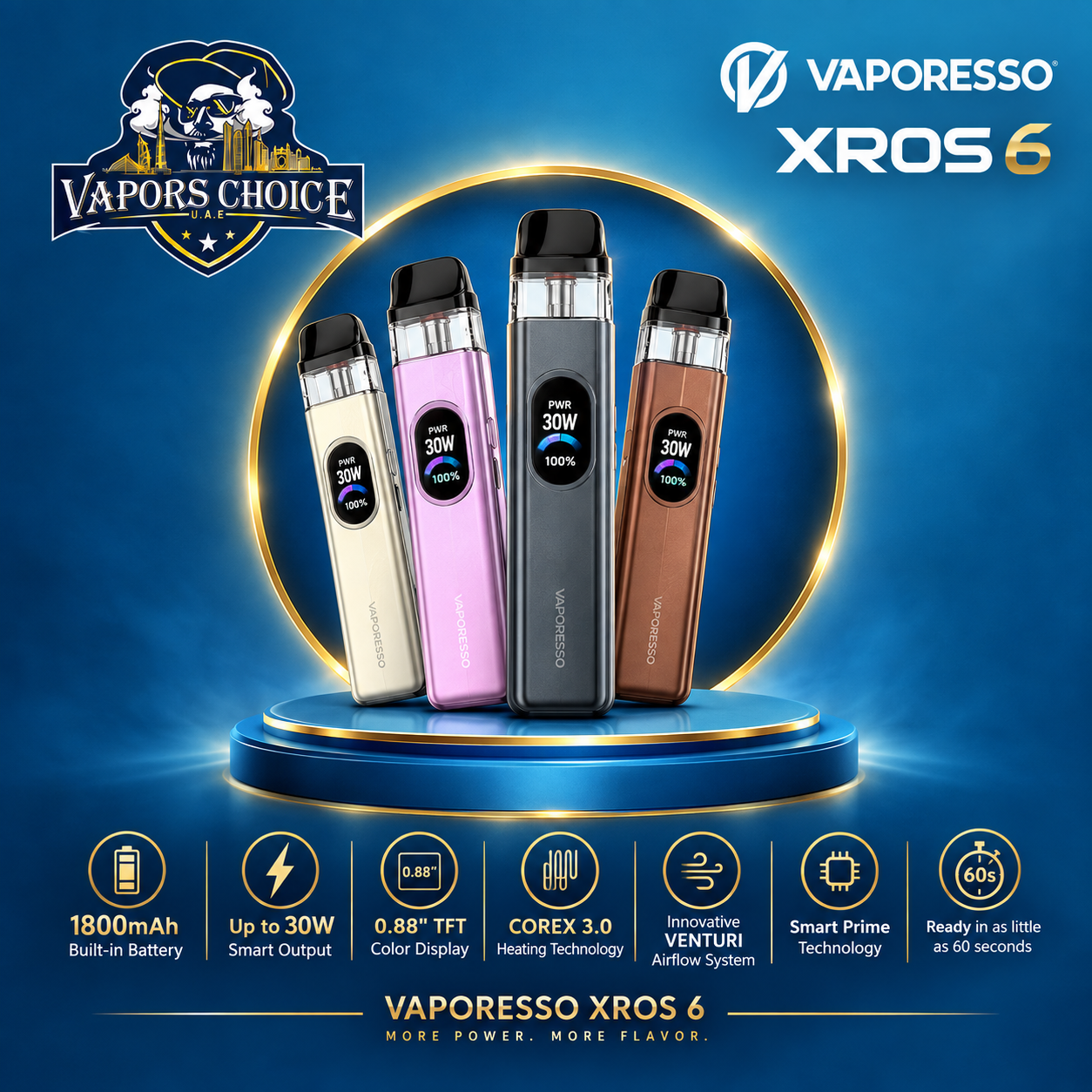 VAPORESSO XROS 6 30W 1800mAh Pod System & UAE & Abu Dhabi*Fujairah*Ras Al Khaimah*Umm Al Quwain*Ajman*Sharjah*Dubai
