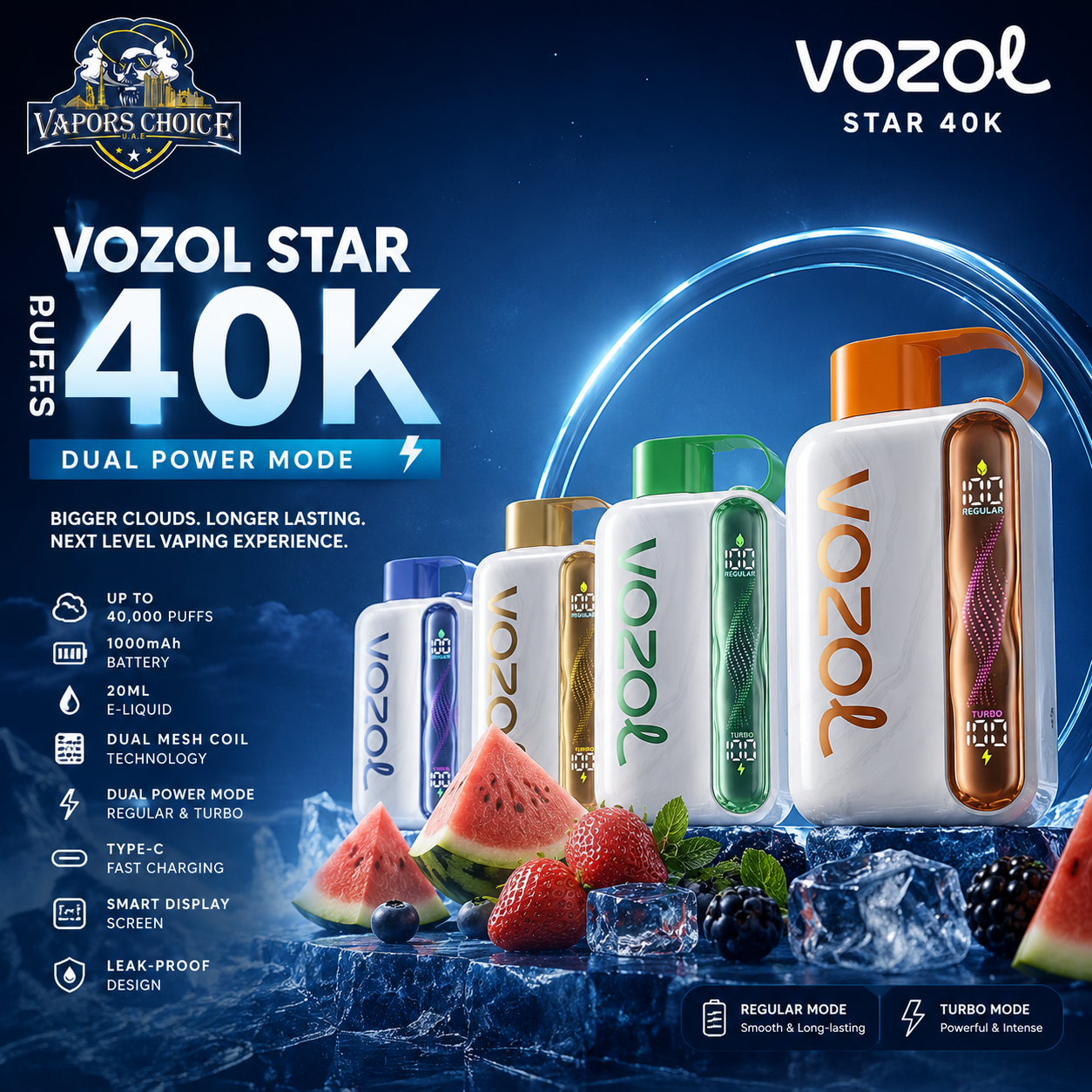 VOZOL STAR 40K Disposable Vape -Dual Power Mode & UAE & Abu Dhabi*Fujairah*Ras Al Khaimah*Umm Al Quwain*Ajman*Sharjah*Dubai