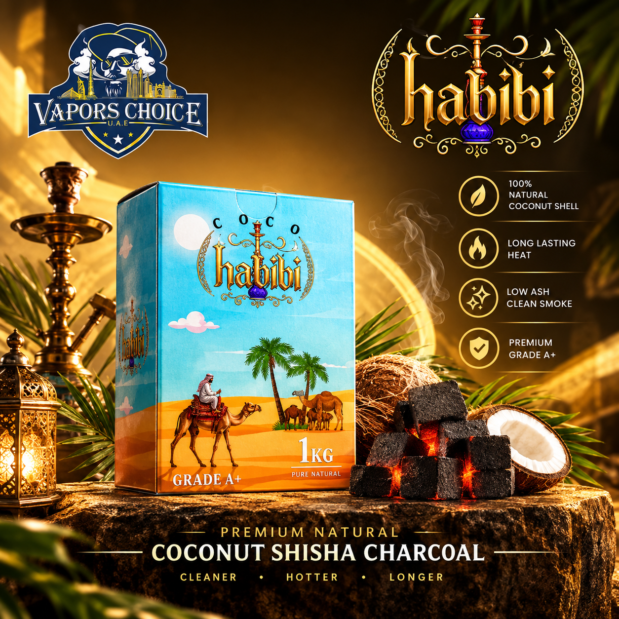 COCO HABIBI 1KG – Premium Natural Coconut Shisha Charcoal & UAE & Abu Dhabi*Dubai*Sharjah*Ajman*Umm Al Quwain*Ras Al Khaimah*Fujairah