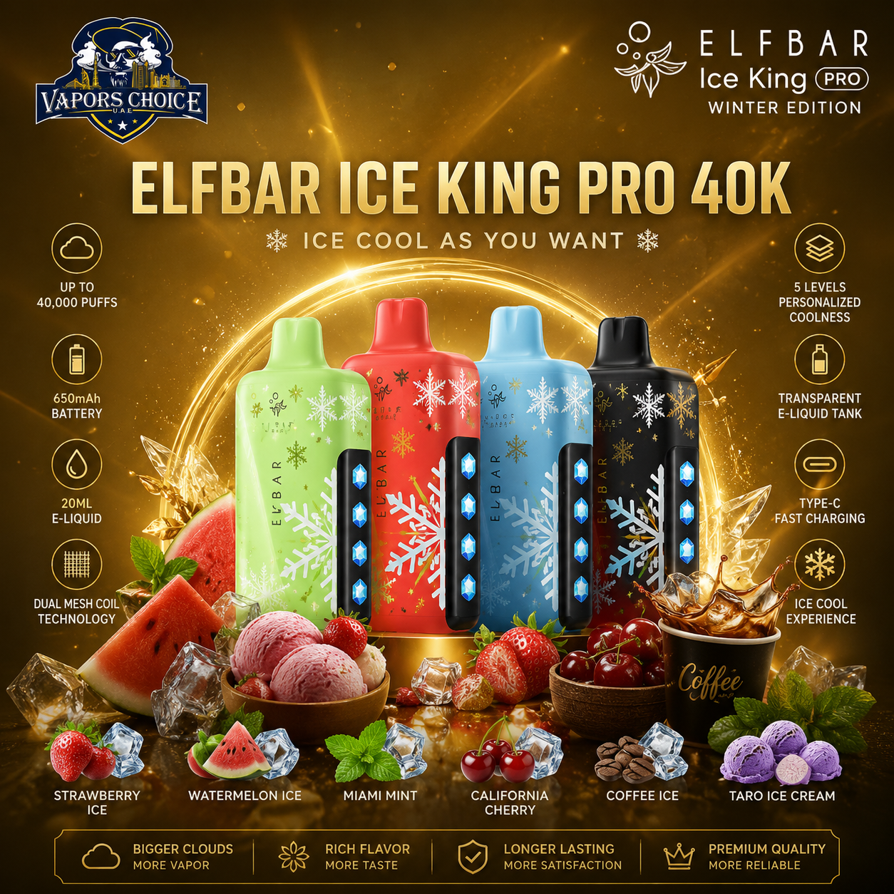 ELFBAR Ice King Pro 40K Disposable Vape Winter Edition & UAE & Abu Dhabi*Dubai*Sharjah*Ajman*Umm Al Quwain*Ras Al Khaimah*Fujairah