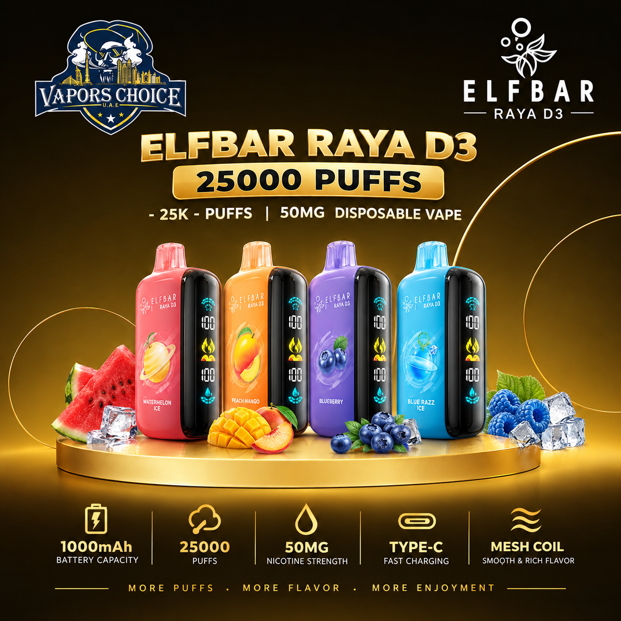 ELFBAR RAYA D3  25000 puffs -25K- Puffs 50mg Disposable Vape & UAE & Abu Dhabi*Dubai*Sharjah*Ajman*Umm Al Quwain*Ras Al Khaimah*Fujairah