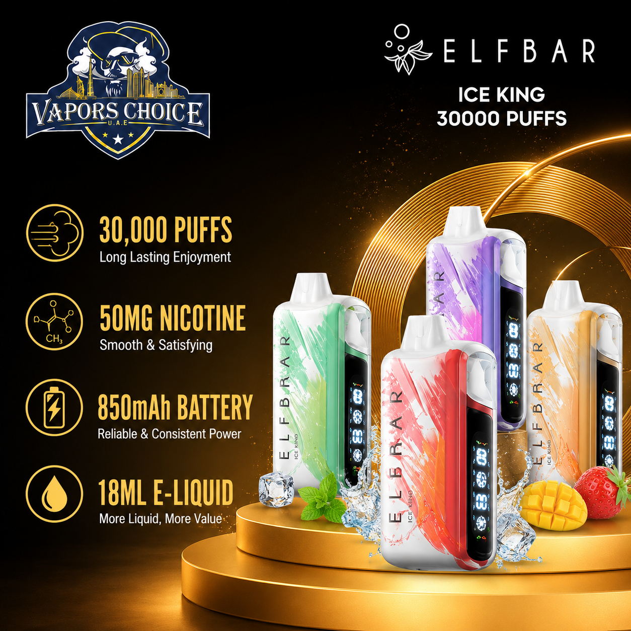 ELF BAR Ice King 30000 PUFFS Disposable Vape  & UAE & Abu Dhabi*-Dubai*Sharjah*Ajman*Umm Al Quwain*Ras Al Khaimah*Fujairah