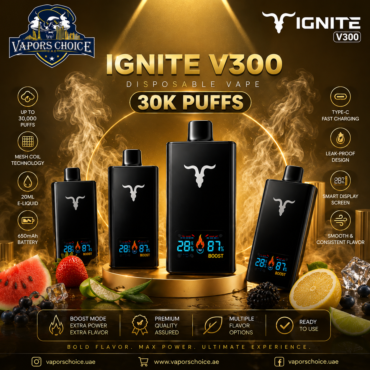 IGNITE -V300- Disposable Vape 30K Puffs & UAE & Abu Dhabi*Dubai*Sharjah*Ajman*Umm Al Quwain*Ras Al Khaimah*Fujairah