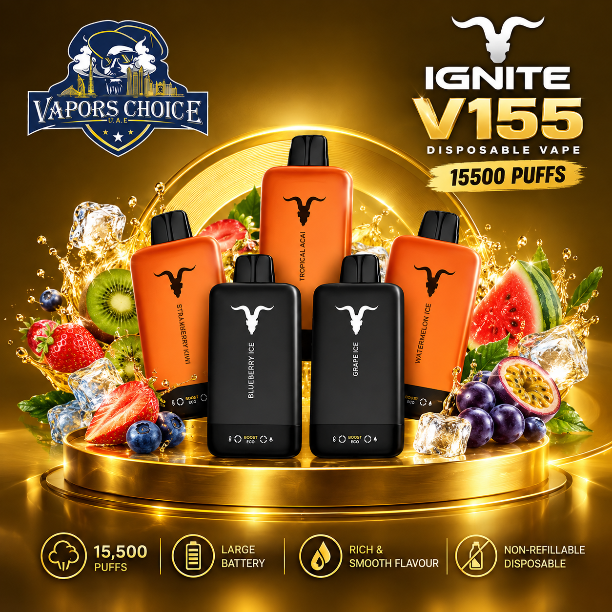 IGNITE V155 Disposable Vape 15500 PUFFS & UAE & Abu Dhabi*Dubai*Sharjah*Ajman*Umm Al Quwain*Ras Al Khaimah*Fujairah