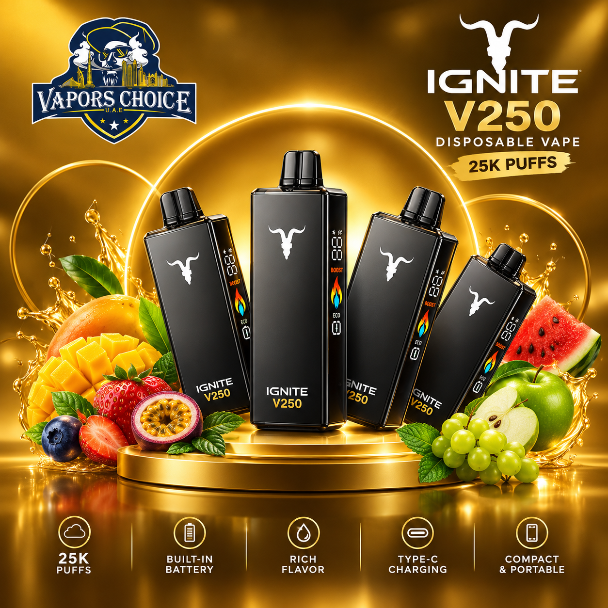 IGNITE V250 25K Puffs Disposable Vape (50mg) & UAE & Abu Dhabi*Dubai*Sharjah*Ajman*Umm Al Quwain*Ras Al Khaimah*Fujairah