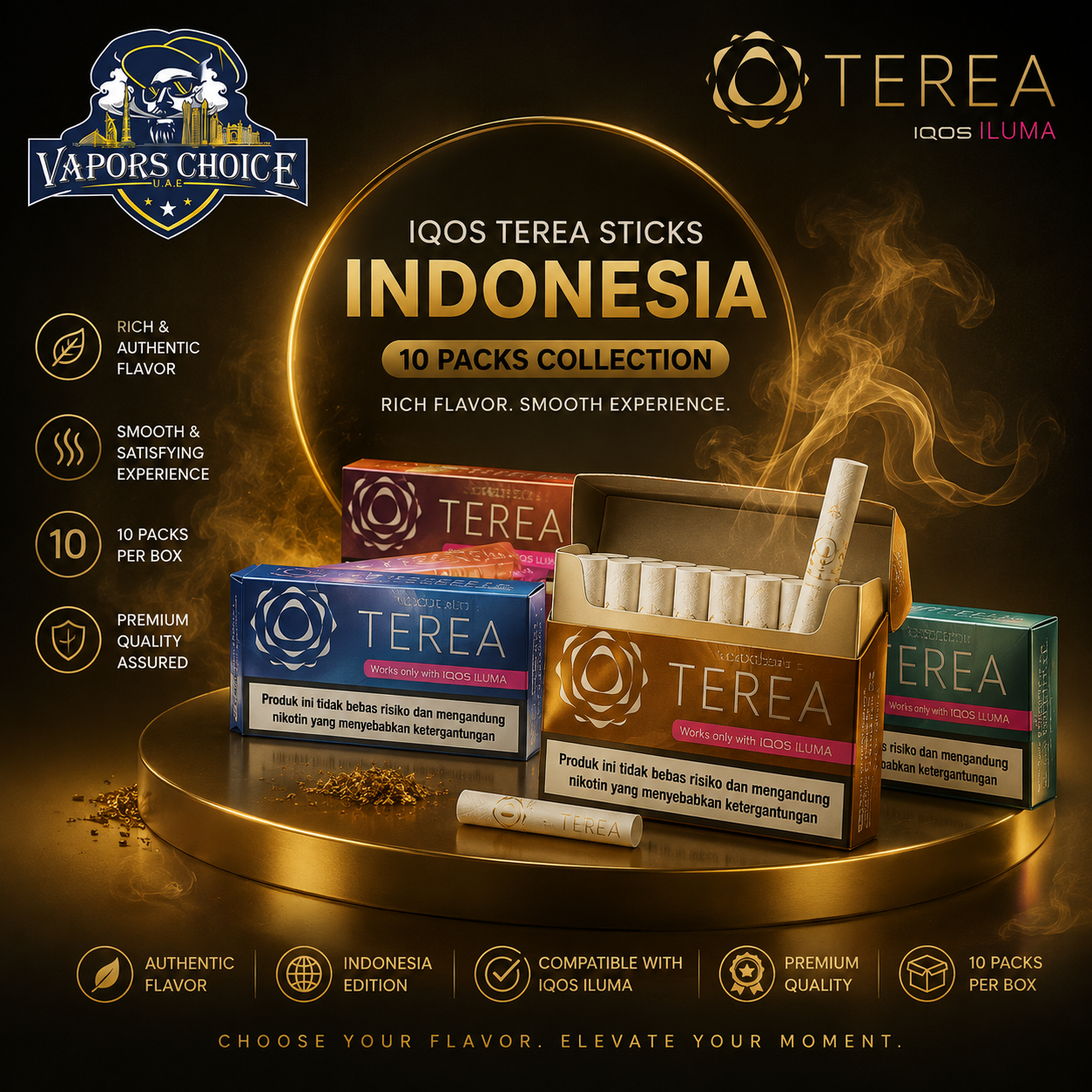 IQOS TEREA Sticks Indonesia (10 packs) & UAE & Abu Dhabi * Dubai*Sharjah*Ajman*Umm Al Quwain*Ras Al Khaimah*Fujairah