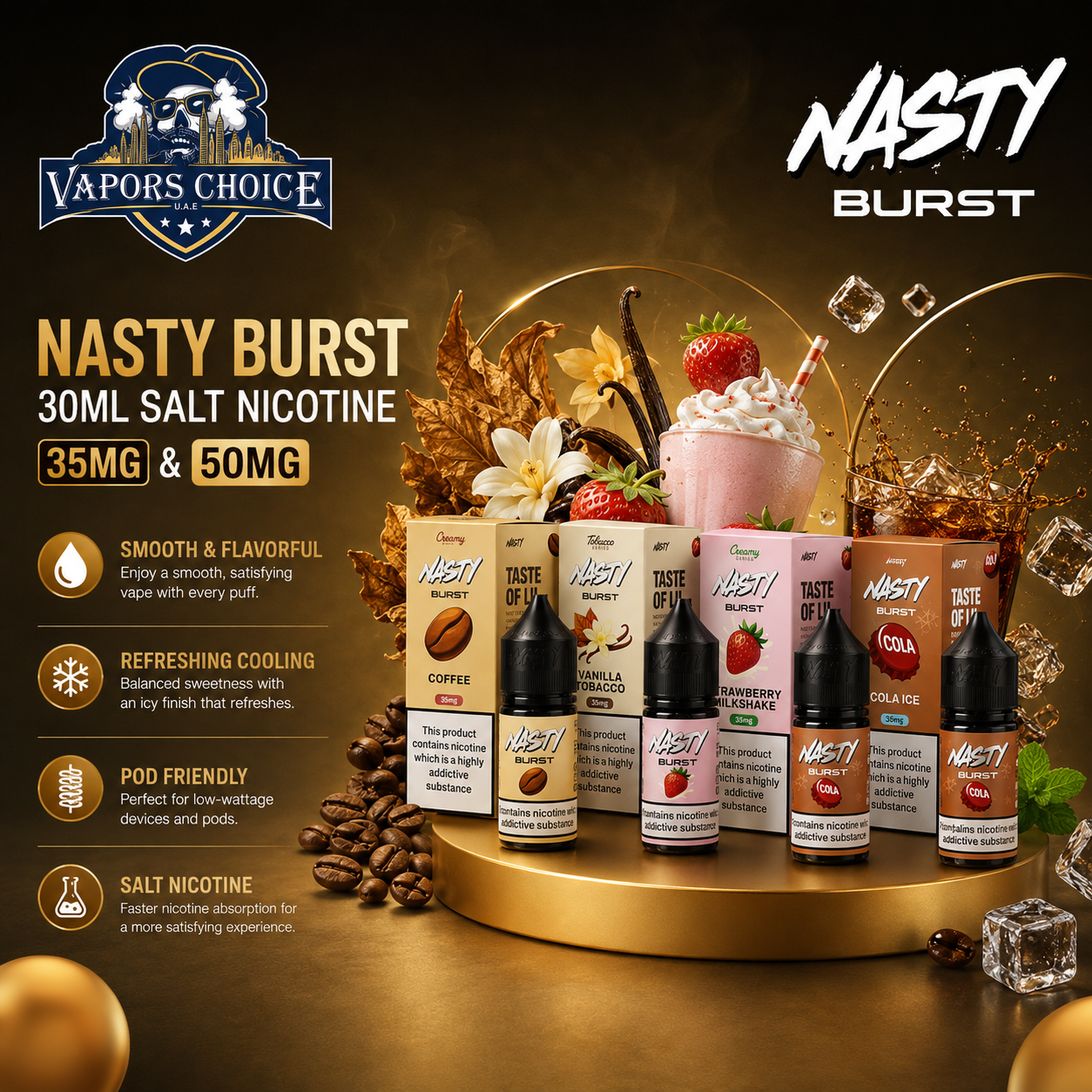 Nasty Burst 30ml Salt Nicotine 35MG & 50MG & Dubai 