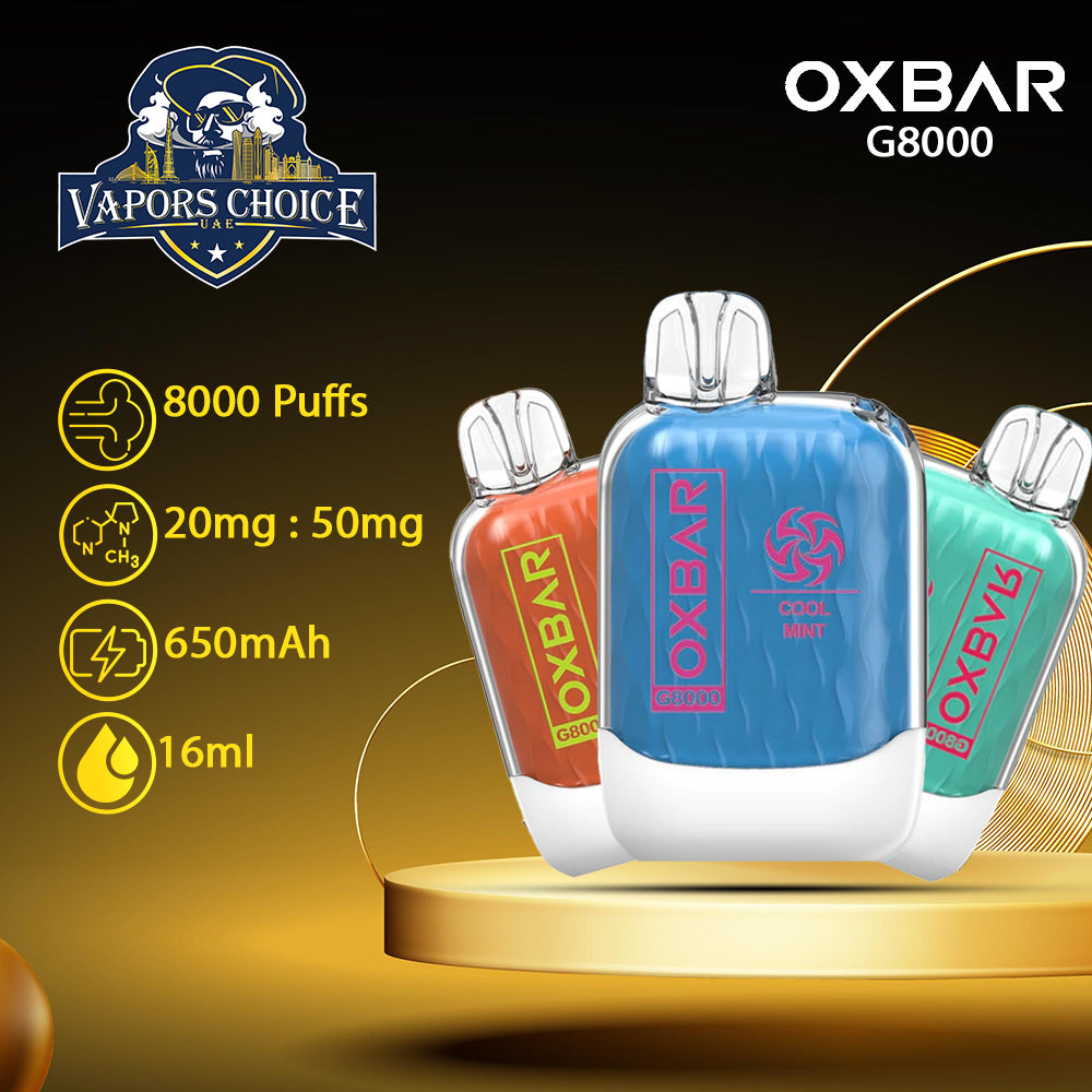 OXVA OXBAR G8000 (50mg & 20mg) - 8000 PUFFS DISPOSABLE VAPE UAE Dubai 