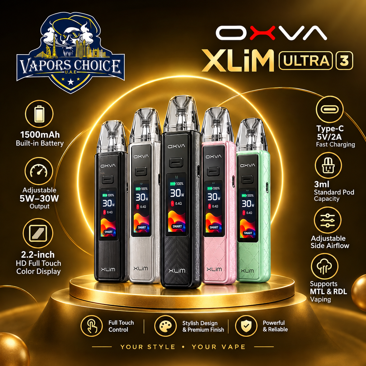 OXVA Xlim 3 Ultra Pod System 1500mAh & UAE & Abu Dhabi*Dubai*Sharjah*Ajman*Umm Al Quwain*Ras Al Khaimah*Fujairah