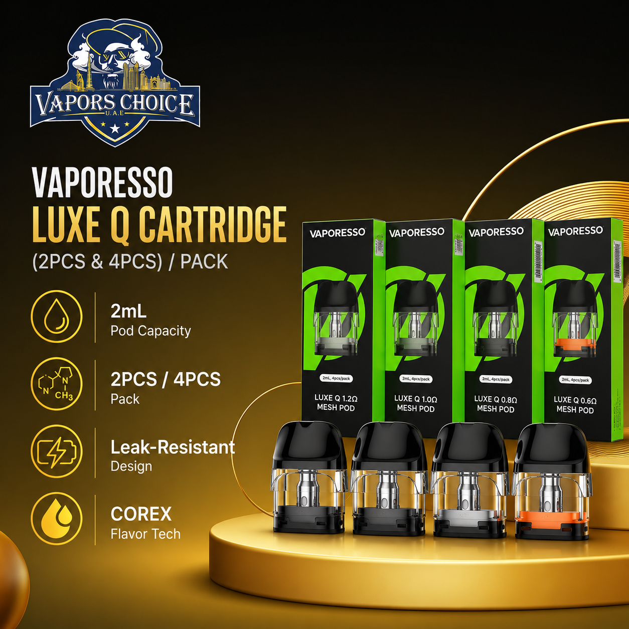 VAPORESSO LUXE Q CARTRIDGE (2PCS & 4PCS)/PACK & UAE Dubai

