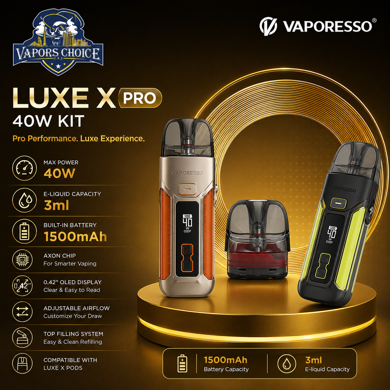 VAPORESSO LUXE X PRO 40W KIT & UAE & Sharjah Ajman Umm Al Quwain