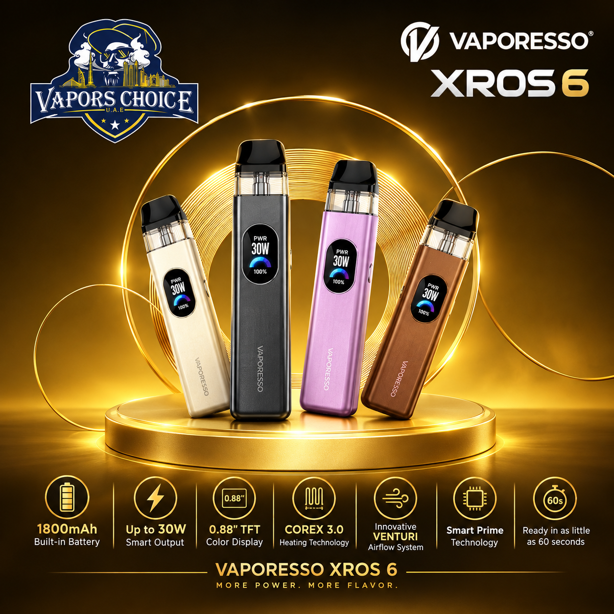 VAPORESSO XROS 6 30W 1800mAh Pod System & UAE & Abu Dhabi*Dubai*Sharjah*Ajman*Umm Al Quwain*Ras Al Khaimah*Fujairah