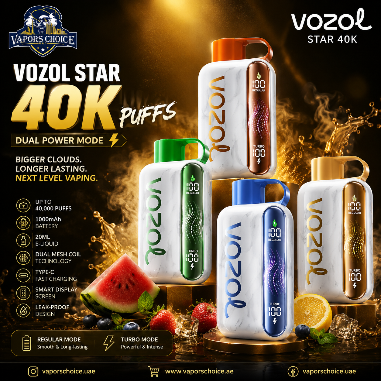 VOZOL STAR 40K Disposable Vape -Dual Power Mode & UAE & Abu Dhabi Dubai*Sharjah*Ajman*Umm Al Quwain*Ras Al Khaimah*Fujairah
