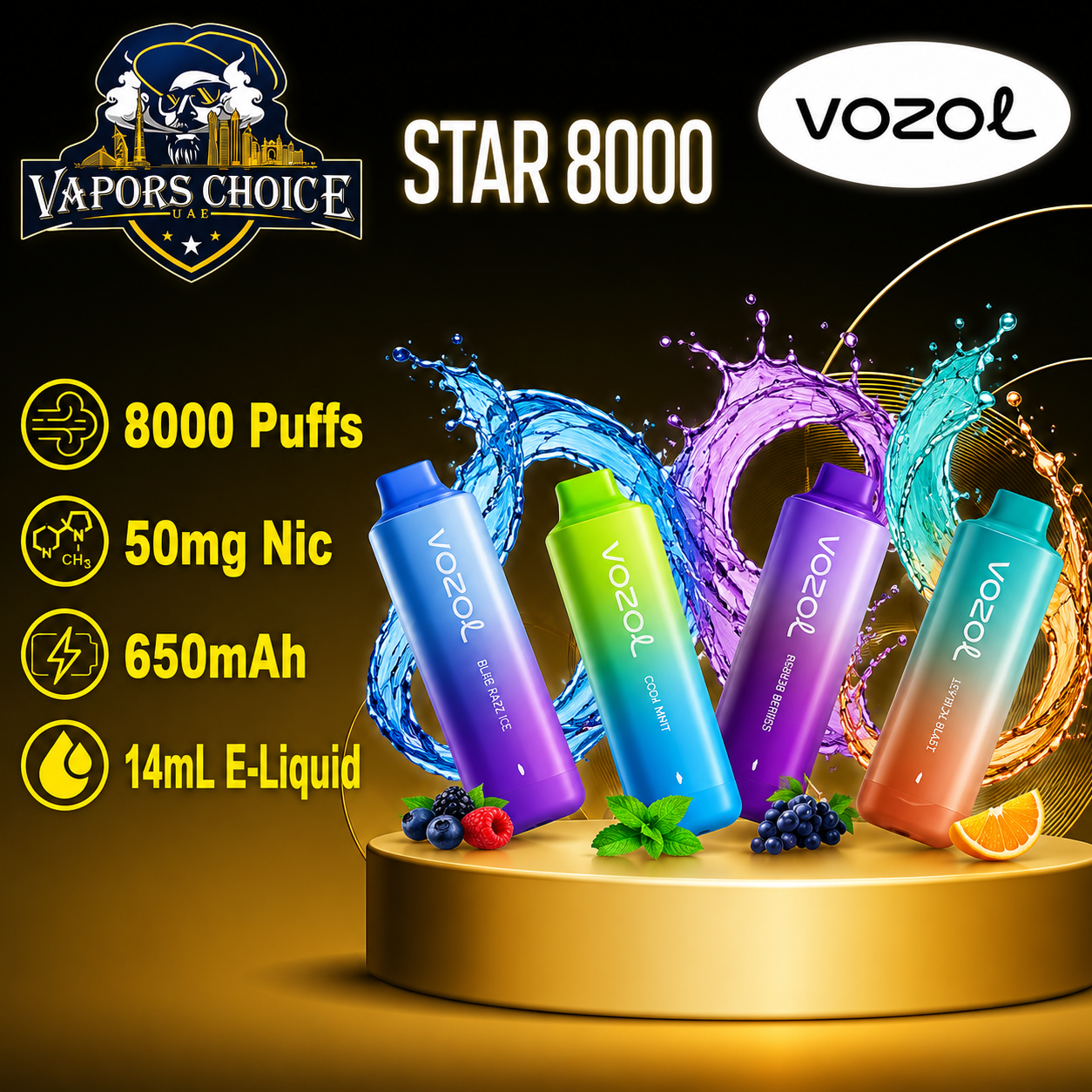Vozol Star 8000 Puffs Disposable Vape 5% & UAE & Dubai 