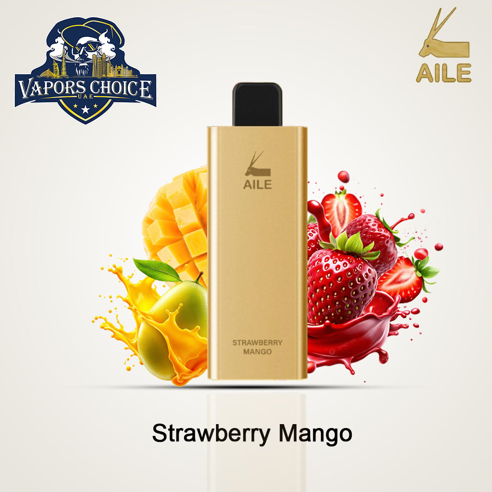 AILE GOLDEN BAR (20mg) 6000 PUFFS - DISPOSABLES VAPE Strawberry Mango UAE Abu Dhabi & Fujairah