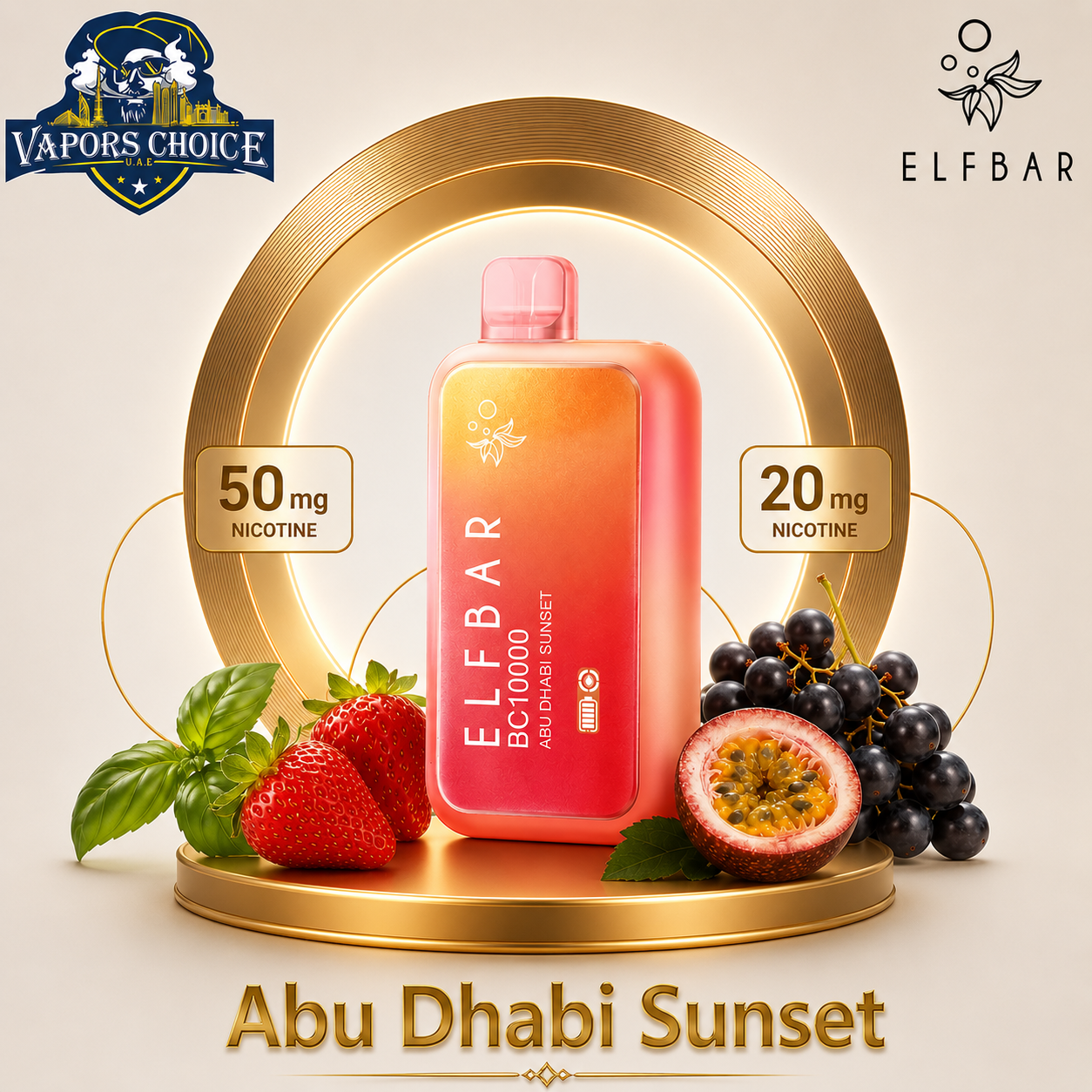ELFBAR BC10000 (20mg & 50mg) 10000 PUFFS - DISPOSABLE VAPE  & Abu Dhabi Sunset & Abu Dhabi 