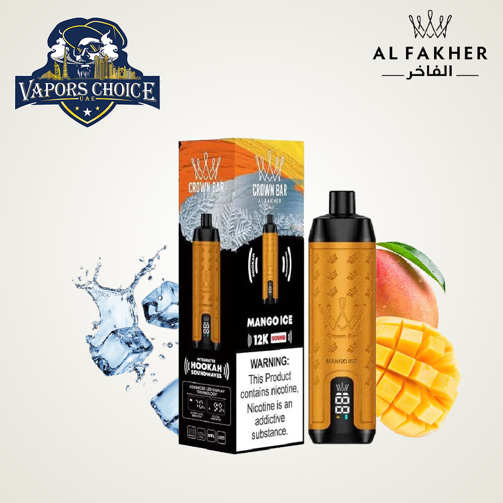 Al Fakher Crown Bar Sound (5mg) 12000 Puffs DLT Shisha Disposable Vape Mango Ice UAE Abu Dhabi & Dubai