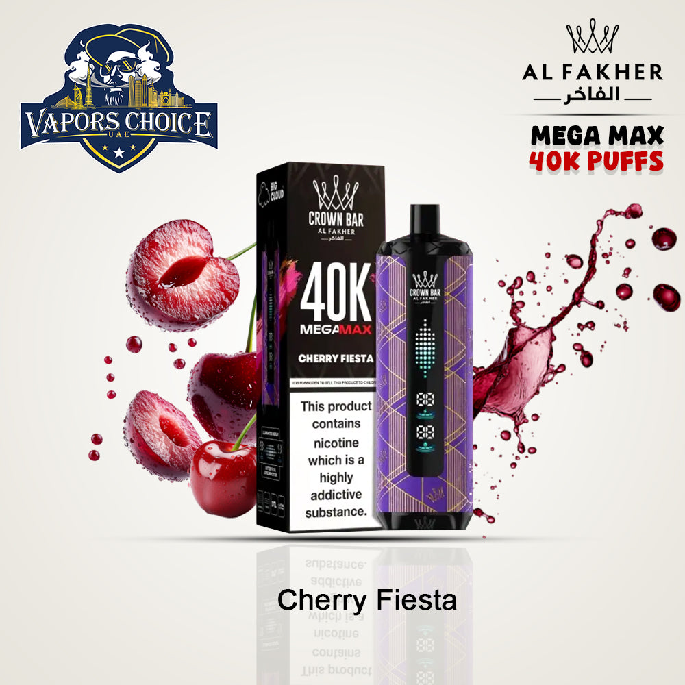 Al Fakher MegaMax 40K – Buy Authentic Crown Bar  in Dubai & UAE Cherry Fiesta UAE Al Ain & Abu Dhabi