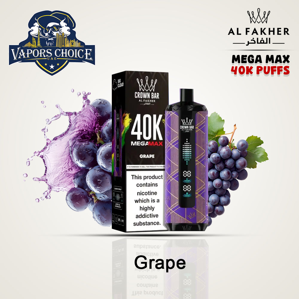 Al Fakher MegaMax 40K – Buy Authentic Crown Bar  in Dubai & UAE Grape UAE Abu Dhabi & Ras Alkhimah