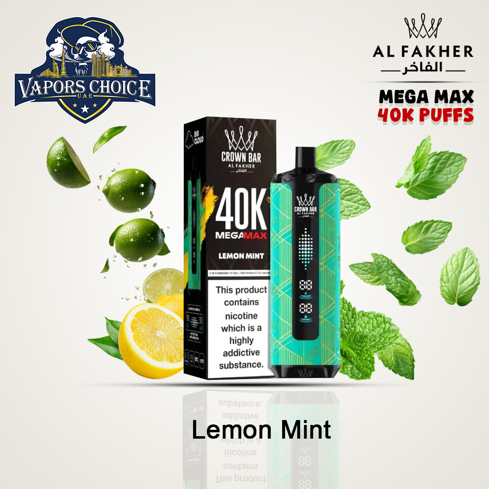 Al Fakher MegaMax 40K – Buy Authentic Crown Bar  in Dubai & UAE Lemon Mint UAE Dubai & Al Ain