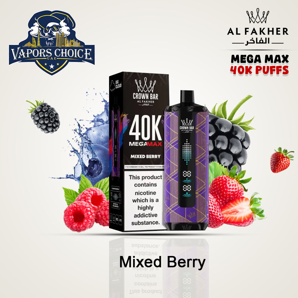 Al Fakher MegaMax 40K – Buy Authentic Crown Bar  in Dubai & UAE Mixed Berry UAE Dubai & Ras Alkhimah