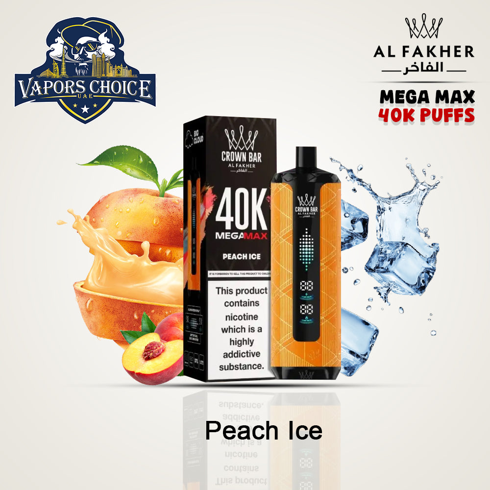 Al Fakher MegaMax 40K – Buy Authentic Crown Bar  in Dubai & UAE Peach Ice UAE Abu Dhabi