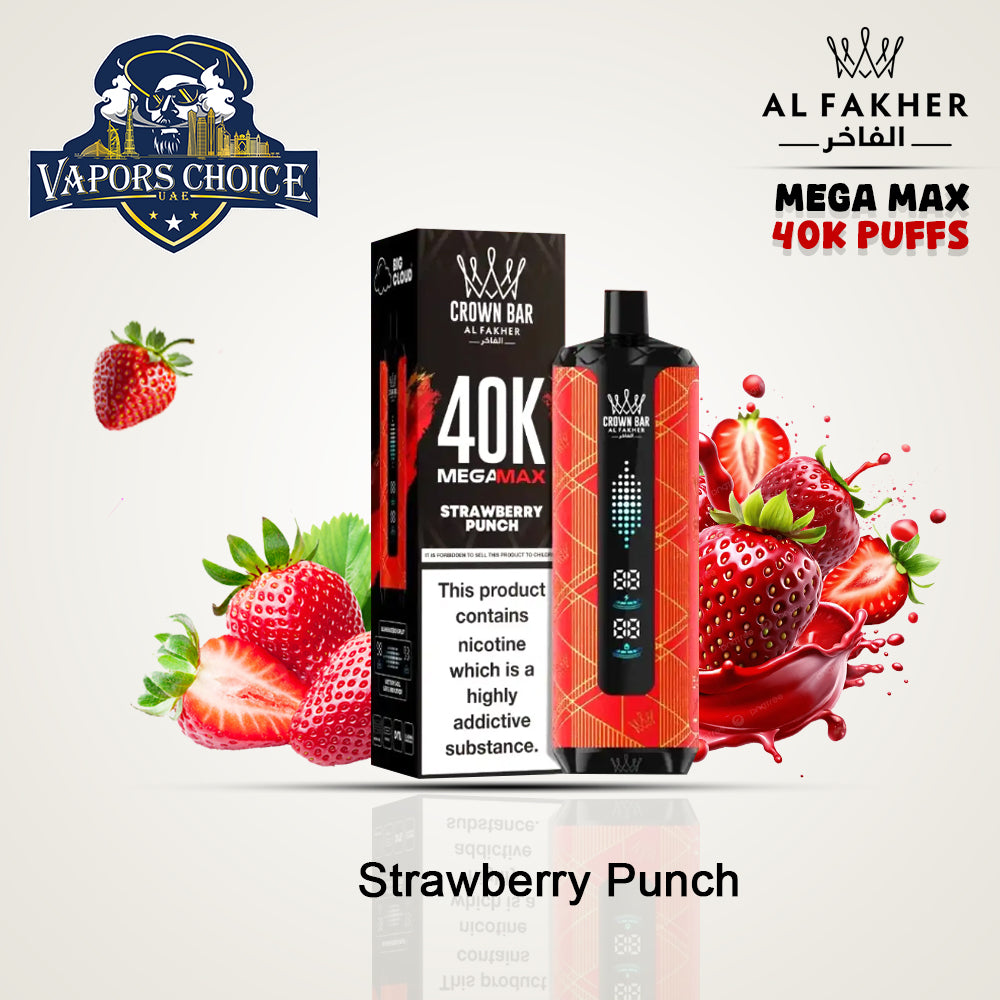 Al Fakher MegaMax 40K – Buy Authentic Crown Bar  in Dubai & UAE Strawberry Punch Dubai & Fujairah