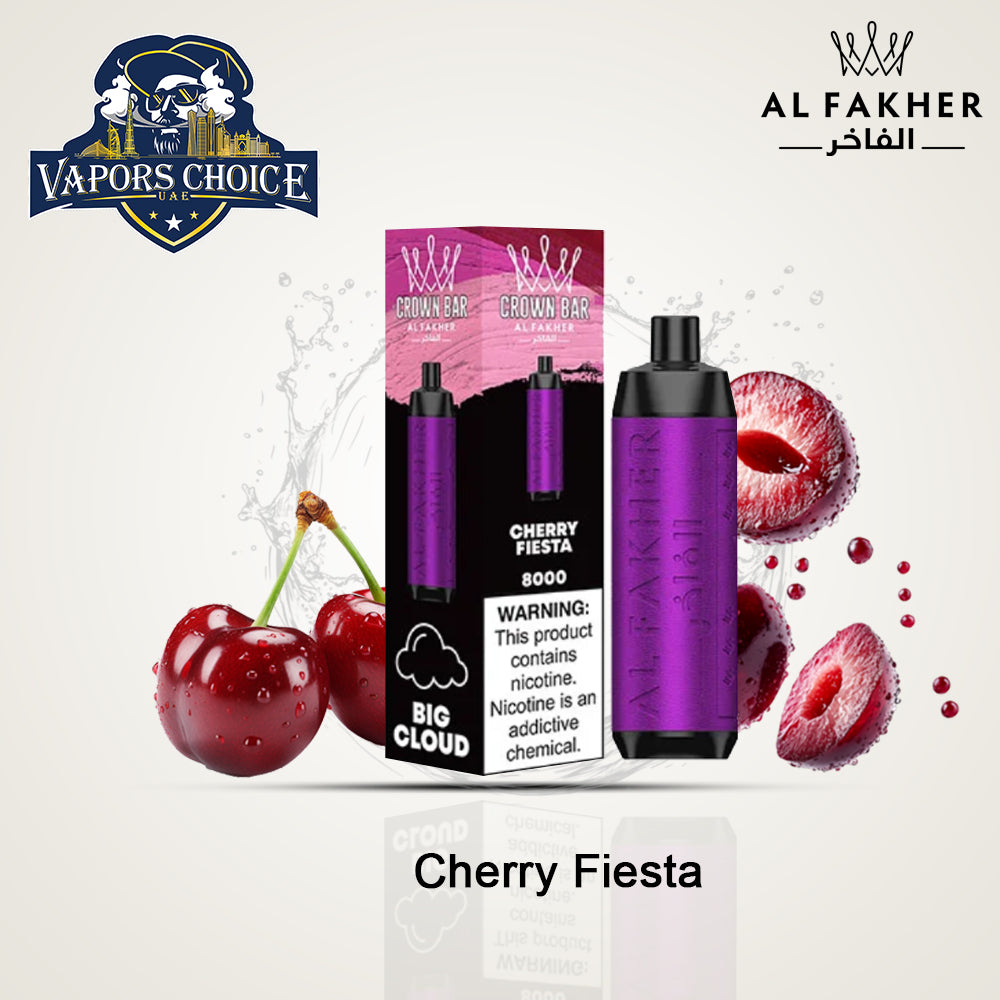 Al Fakher Shisha Crown Bar (5mg) 8000 PUFFS - DISPOSABLE VAPE Cherry Fiesta UAE Abu Dhabi & Ras Alkhimah