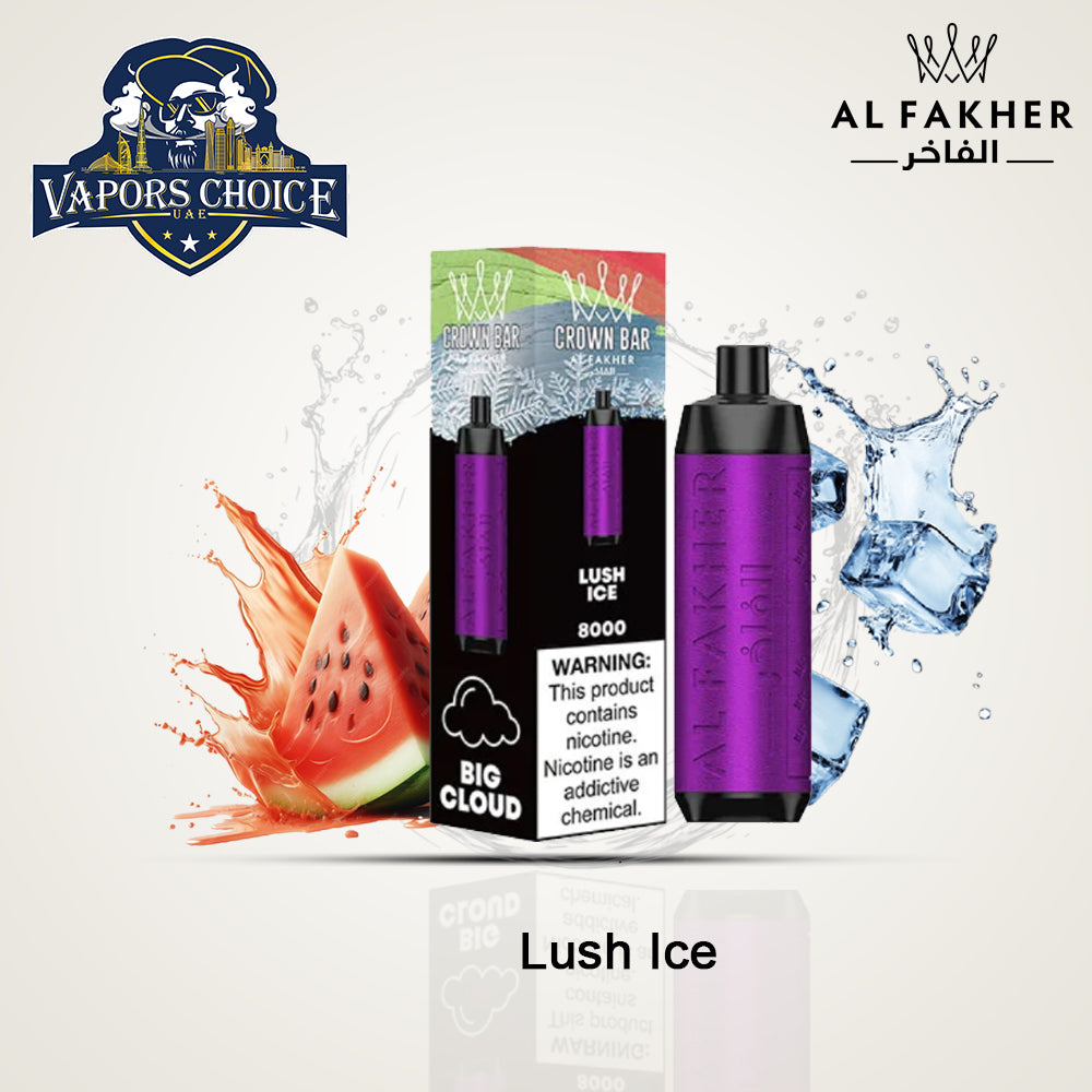 Al Fakher Shisha Crown Bar (5mg) 8000 PUFFS - DISPOSABLE VAPE Lush Ice UAE Abu Dhabi
