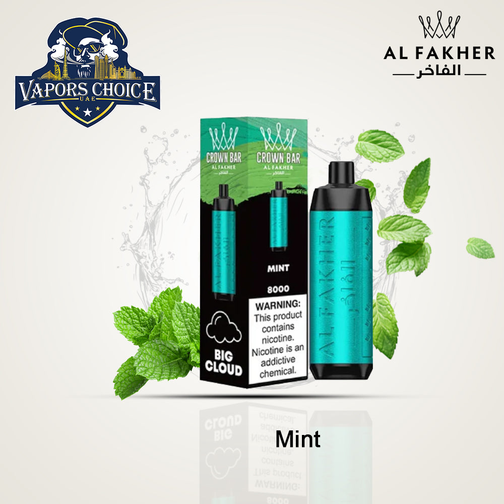 Al Fakher Shisha Crown Bar (5mg) 8000 PUFFS - DISPOSABLE VAPE Mint UAE Dubai & Sharjah