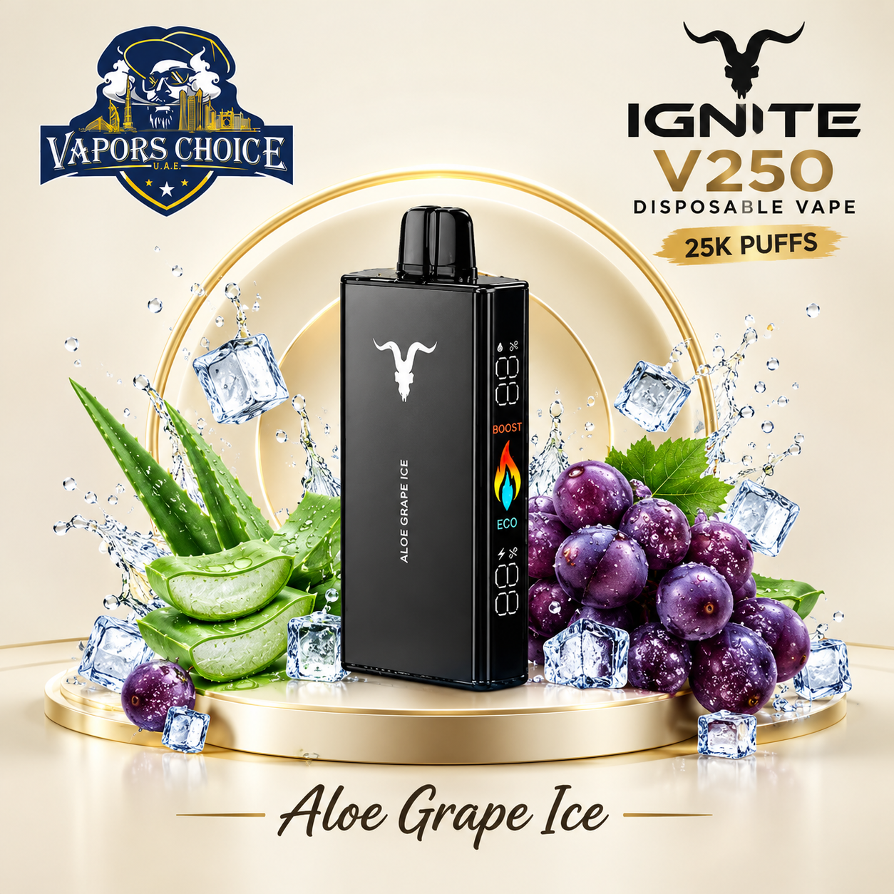 IGNITE V250 25K Puffs Disposable Vape (50mg)  & Aloe Grape Ice & UAE & Dubai