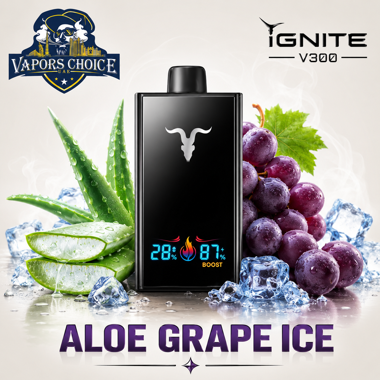 IGNITE V300 _ 30,000 Disposable Vape 30K Puffs & Aloe Grape Ice & UAE & Fujairah
