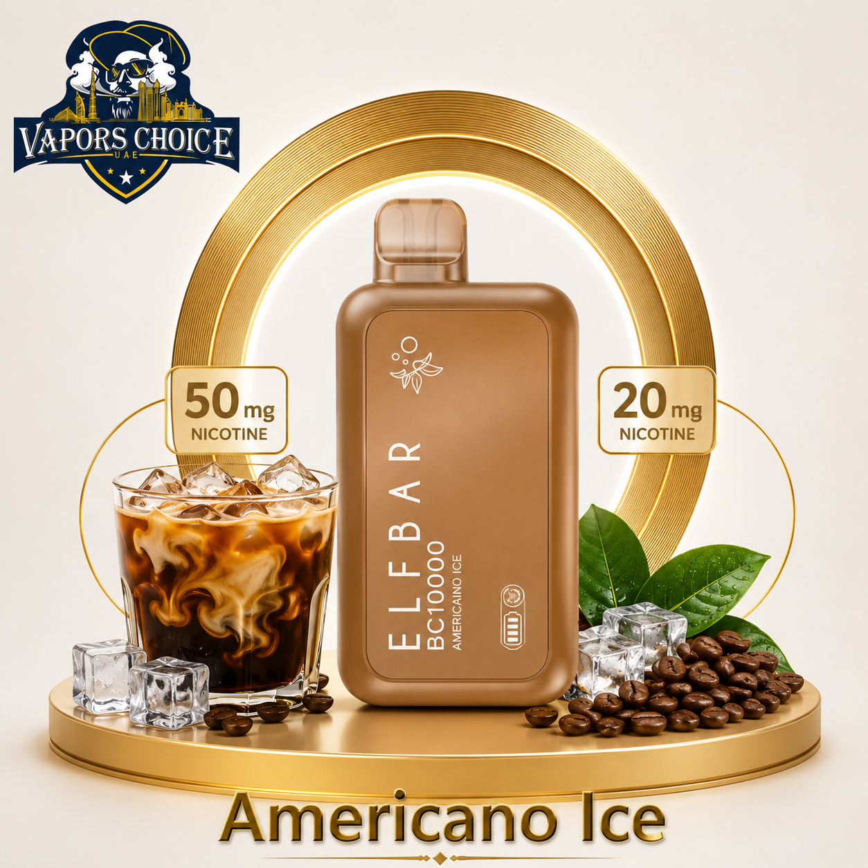ELFBAR BC10000 (20mg & 50mg) 10000 PUFFS - DISPOSABLE VAPE  & Americano Ice & UAE & Ras Al Khaimah