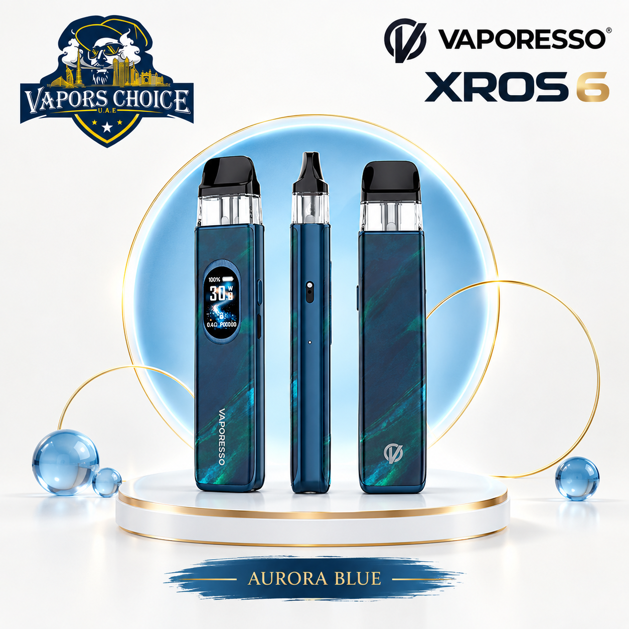 VAPORESSO XROS 6 30W 1800mAh Pod System & Aurora Blue & UAE & Dubai